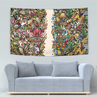 Hawaii And Japan Tapestry Tiki With Oni Mask - Wonder Print Shop