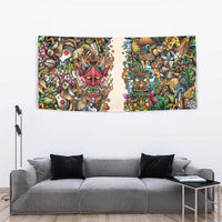 Hawaii And Japan Tapestry Tiki With Oni Mask - Wonder Print Shop