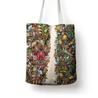 Hawaii And Japan Tote Bag Tiki With Oni Mask - Wonder Print Shop
