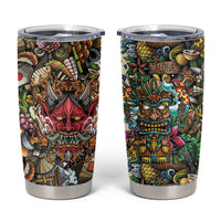 Hawaii And Japan Tumbler Cup Tiki With Oni Mask - Wonder Print Shop