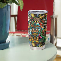 Hawaii And Japan Tumbler Cup Tiki With Oni Mask - Wonder Print Shop