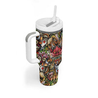 Hawaii And Japan Tumbler With Handle Tiki With Oni Mask - Wonder Print Shop