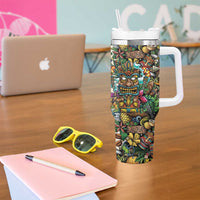 Hawaii And Japan Tumbler With Handle Tiki With Oni Mask - Wonder Print Shop