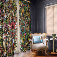 Hawaii And Japan Window Curtain Tiki With Oni Mask - Wonder Print Shop