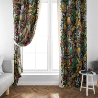 Hawaii And Japan Window Curtain Tiki With Oni Mask - Wonder Print Shop