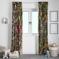 Hawaii And Japan Window Curtain Tiki With Oni Mask - Wonder Print Shop