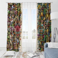 Hawaii And Japan Window Curtain Tiki With Oni Mask - Wonder Print Shop