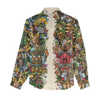 Hawaii And Japan Women Casual Shirt Tiki With Oni Mask - Wonder Print Shop
