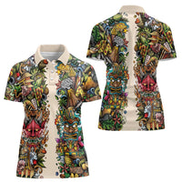 Hawaii And Japan Women Polo Shirt Tiki With Oni Mask - Wonder Print Shop