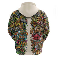Hawaii And Japan Zip Hoodie Tiki With Oni Mask - Wonder Print Shop