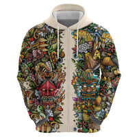 Hawaii And Japan Zip Hoodie Tiki With Oni Mask - Wonder Print Shop