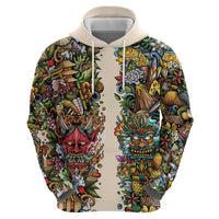 Hawaii And Japan Zip Hoodie Tiki With Oni Mask - Wonder Print Shop