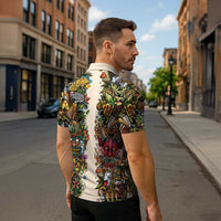 Hawaii And Japan Zipper Polo Shirt Tiki With Oni Mask - Wonder Print Shop