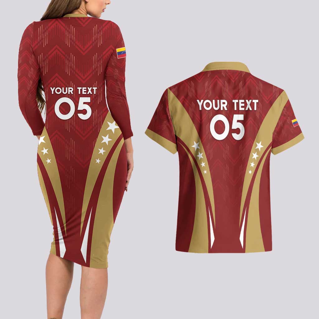 Custom Venezuela Football Couples Matching Long Sleeve Bodycon Dress and Hawaiian Shirt Go Champions
