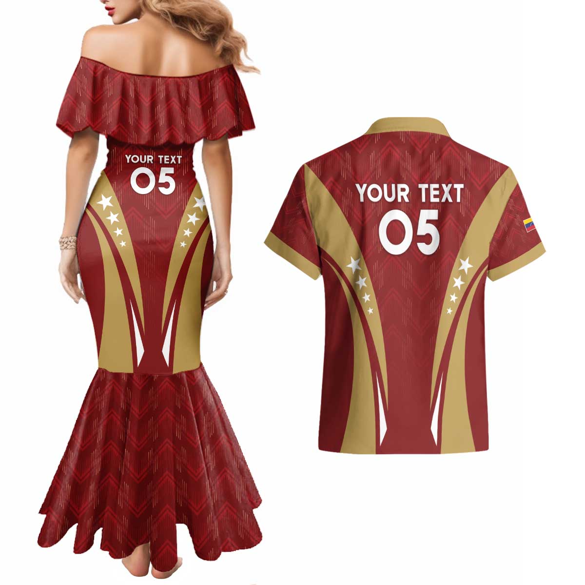 Custom Venezuela Football Couples Matching Mermaid Dress and Hawaiian Shirt Go Champions
