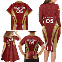 Custom Venezuela Football Family Matching Long Sleeve Bodycon Dress and Hawaiian Shirt Go Champions
