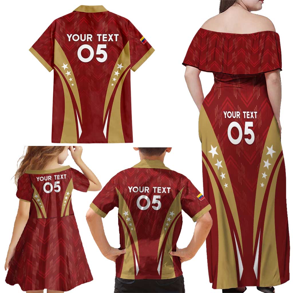 Custom Venezuela Football Family Matching Off Shoulder Maxi Dress and Hawaiian Shirt Go Champions
