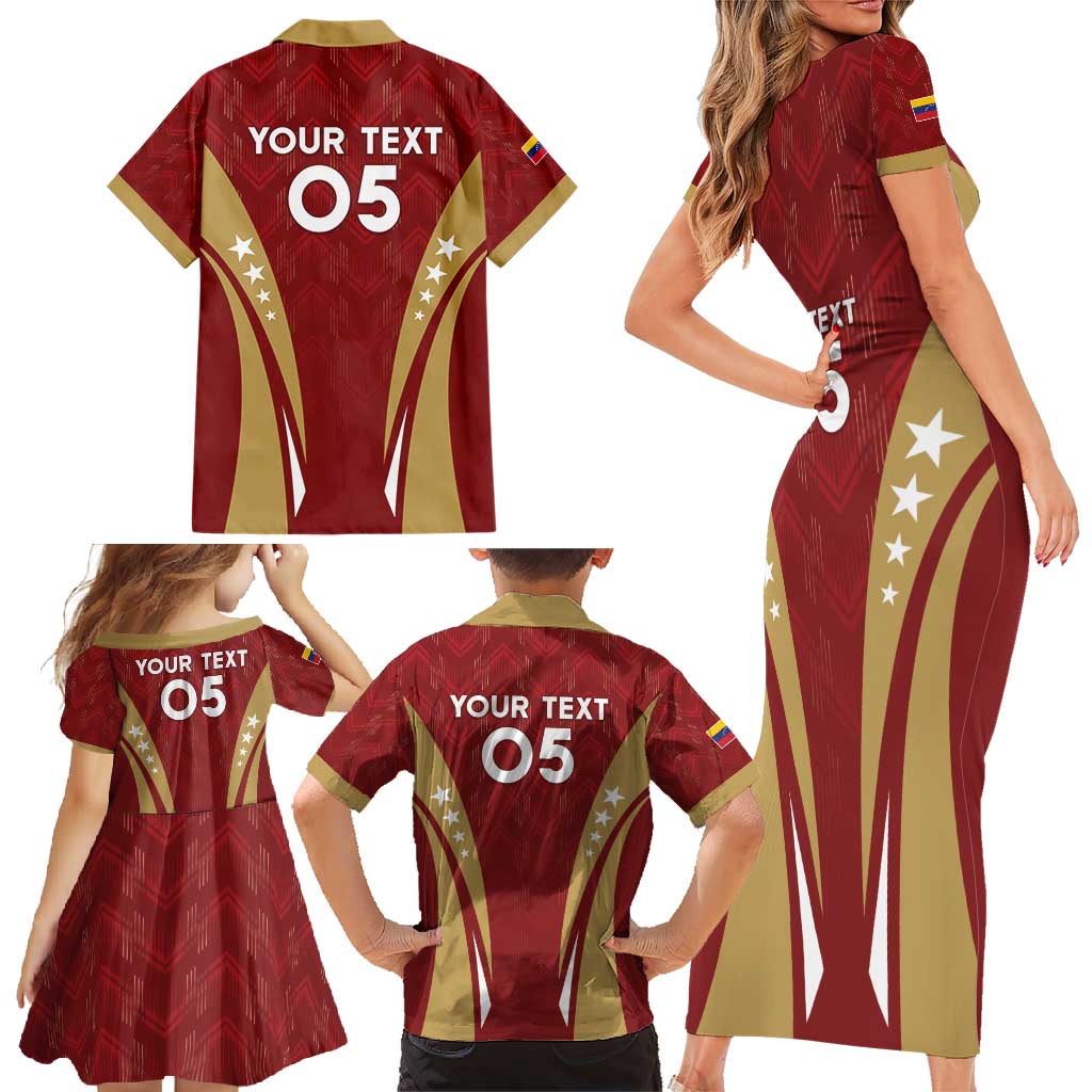 Custom Venezuela Football Family Matching Short Sleeve Bodycon Dress and Hawaiian Shirt Go Champions