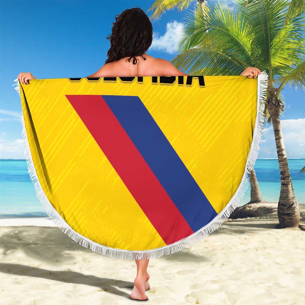 Colombia Football Beach Blanket Vamos La Tricolor Retro Style