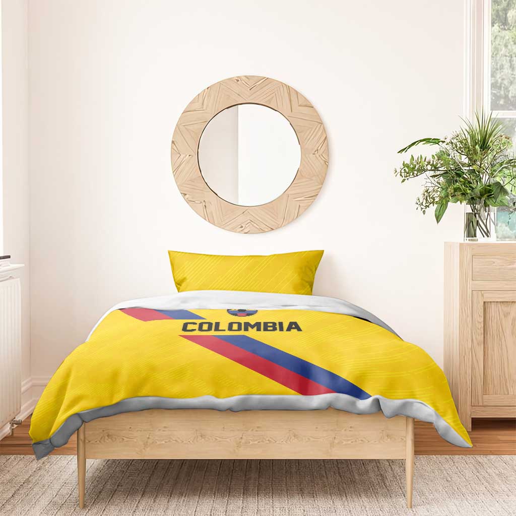 Colombia Football Bedding Set Vamos La Tricolor Retro Style