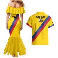 Custom Colombia Football Couples Matching Mermaid Dress and Hawaiian Shirt Vamos La Tricolor Retro Style