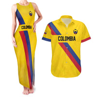 Custom Colombia Football Couples Matching Tank Maxi Dress and Hawaiian Shirt Vamos La Tricolor Retro Style