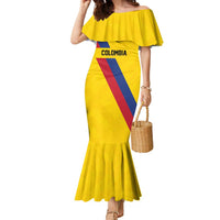 Custom Colombia Football Family Matching Mermaid Dress and Hawaiian Shirt Vamos La Tricolor Retro Style