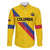 Custom Colombia Football Family Matching Off Shoulder Short Dress and Hawaiian Shirt Vamos La Tricolor Retro Style