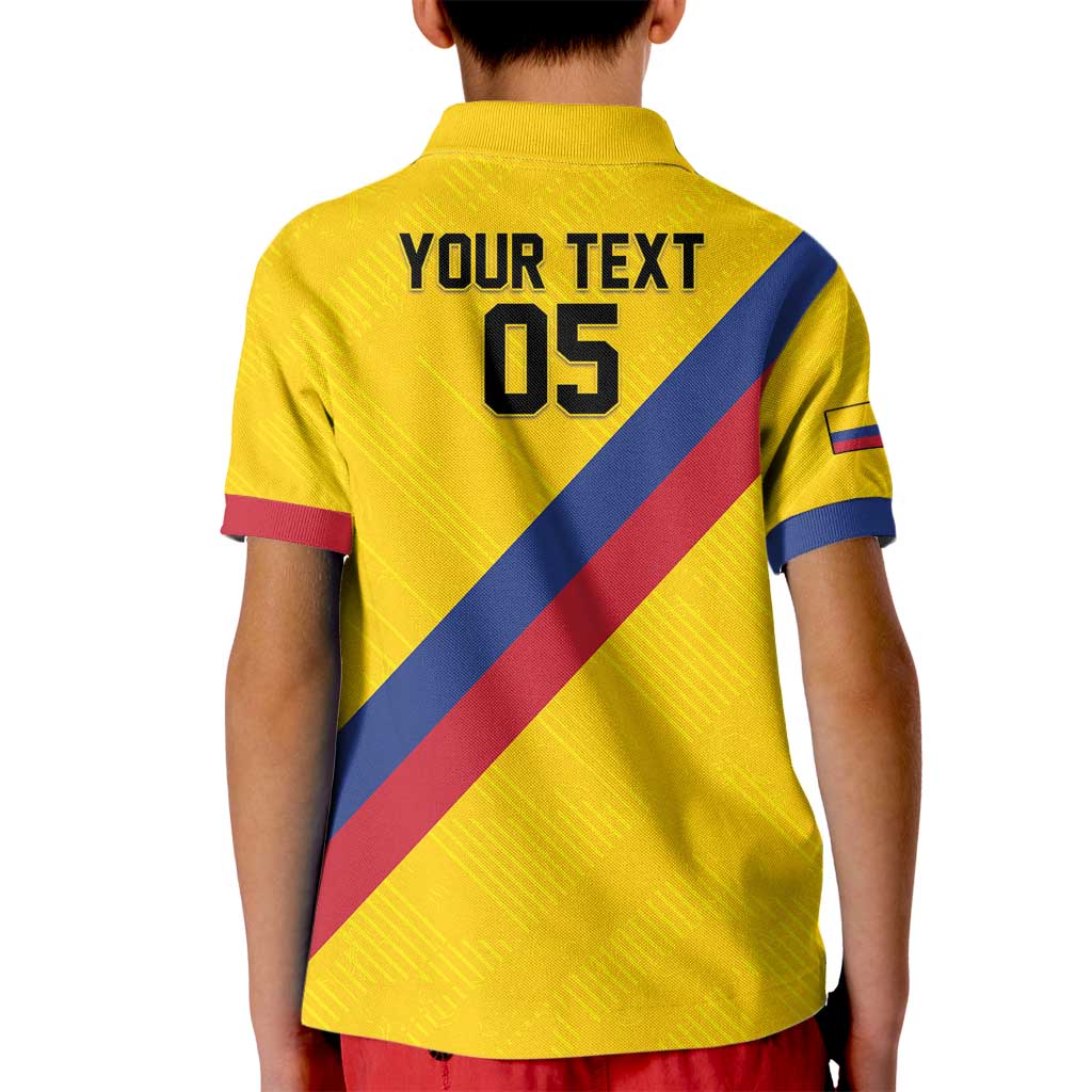 Custom Colombia Football Kid Polo Shirt Vamos La Tricolor Retro Style
