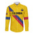 Custom Colombia Football Long Sleeve Button Shirt Vamos La Tricolor Retro Style