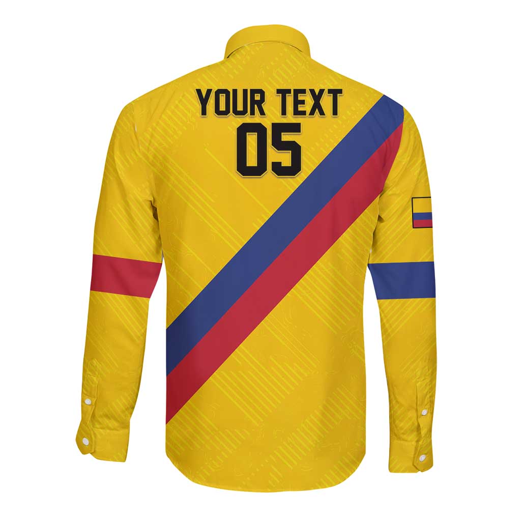 Custom Colombia Football Long Sleeve Button Shirt Vamos La Tricolor Retro Style