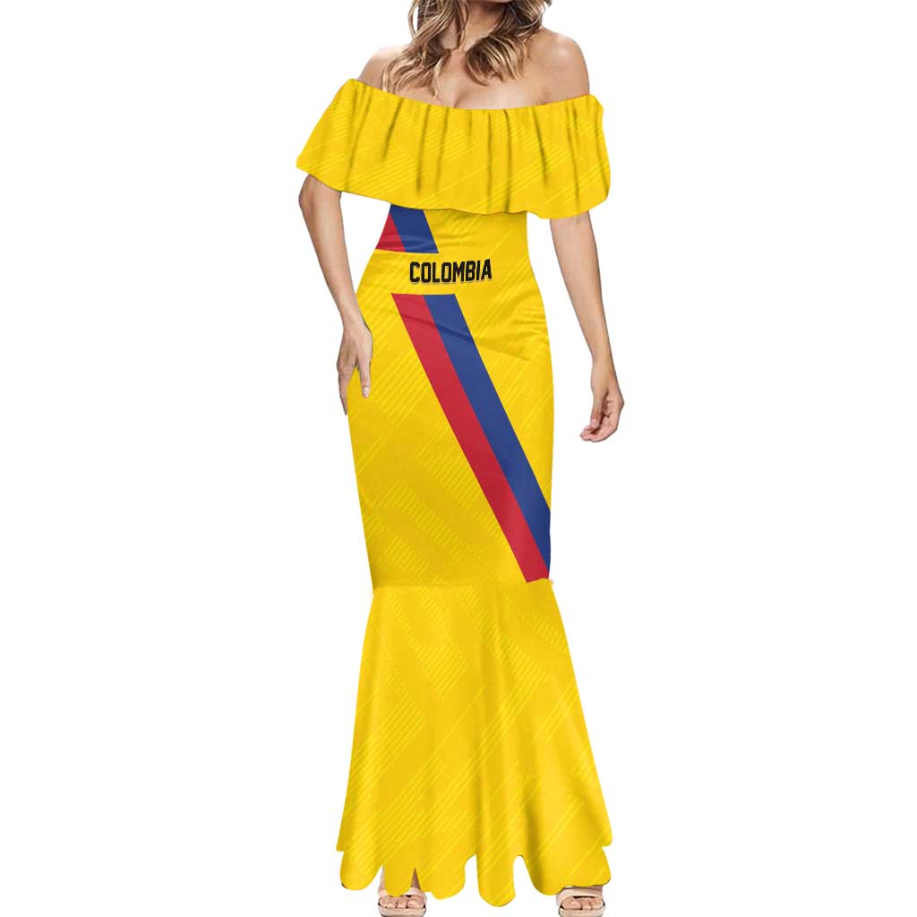 Custom Colombia Football Mermaid Dress Vamos La Tricolor Retro Style