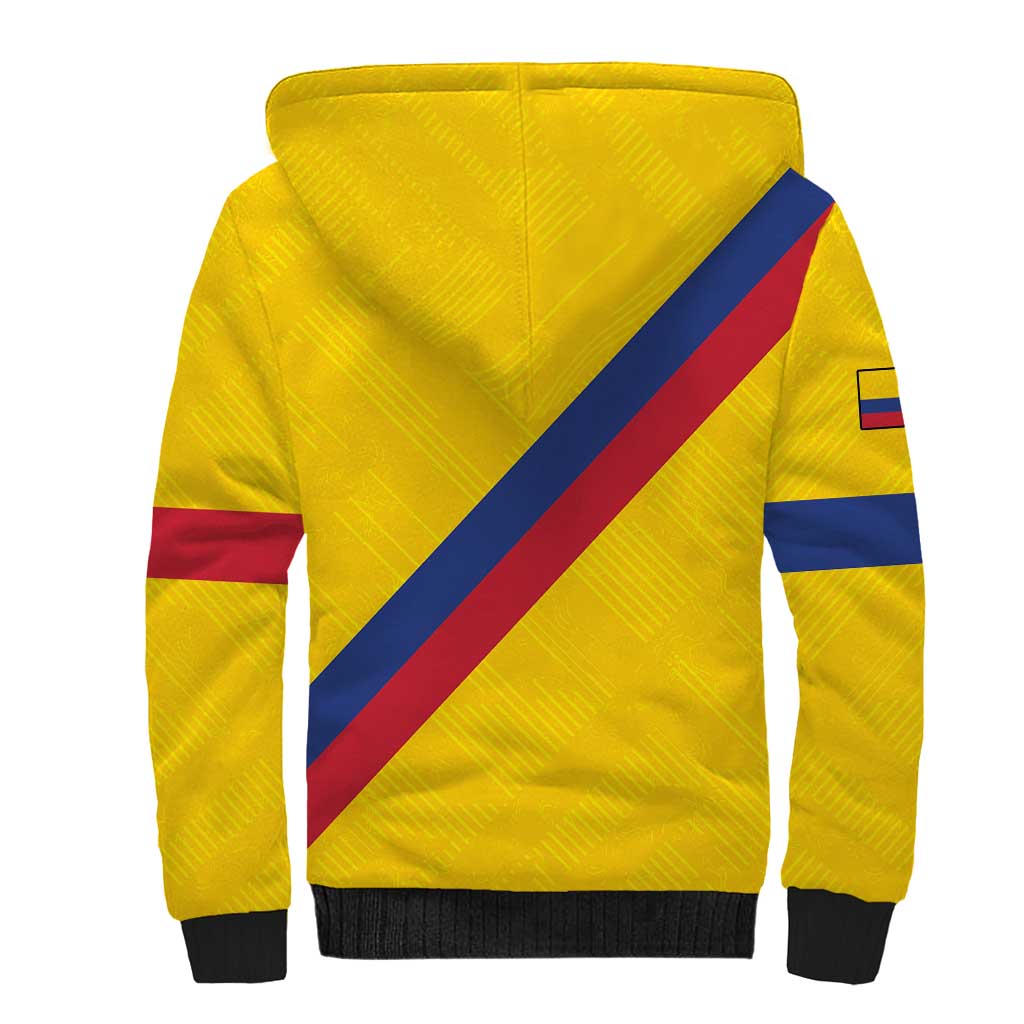 Custom Colombia Football Sherpa Hoodie Vamos La Tricolor Retro Style