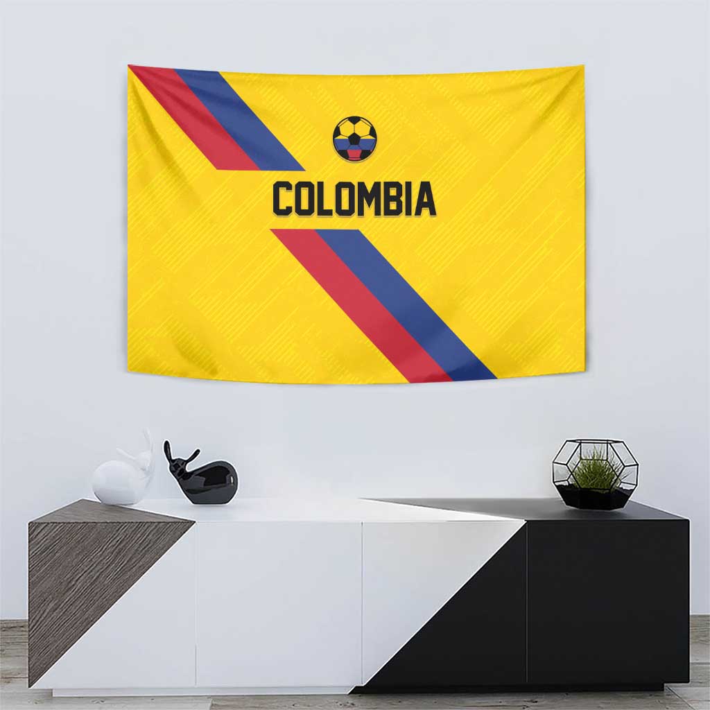 Colombia Football Tapestry Vamos La Tricolor Retro Style