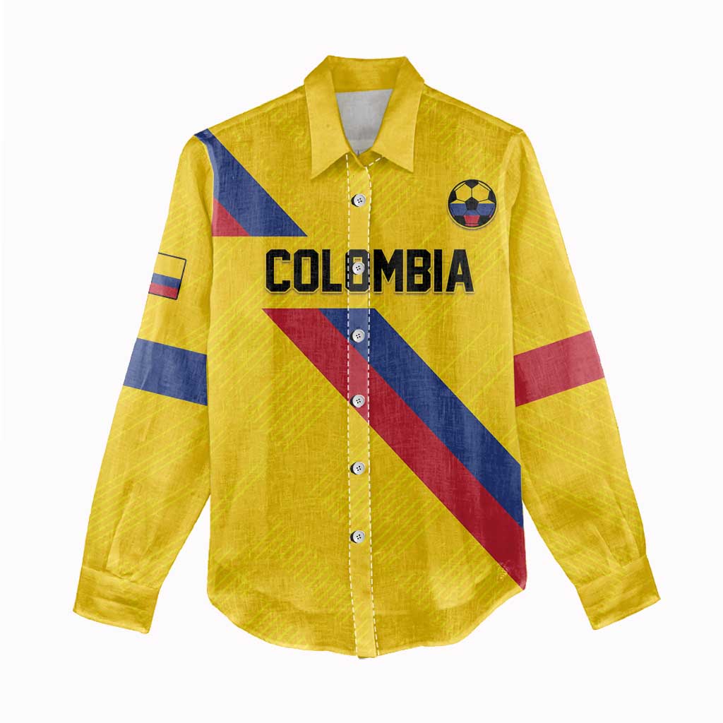 Custom Colombia Football Women Casual Shirt Vamos La Tricolor Retro Style