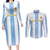 Custom Argentina Football Couples Matching Long Sleeve Bodycon Dress and Long Sleeve Button Shirt Albiceleste Unique Style