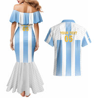 Custom Argentina Football Couples Matching Mermaid Dress and Hawaiian Shirt Albiceleste Unique Style