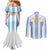 Custom Argentina Football Couples Matching Mermaid Dress and Long Sleeve Button Shirt Albiceleste Unique Style