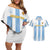 Custom Argentina Football Couples Matching Off Shoulder Short Dress and Hawaiian Shirt Albiceleste Unique Style