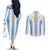 Custom Argentina Football Couples Matching Off The Shoulder Long Sleeve Dress and Long Sleeve Button Shirt Albiceleste Unique Style