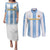 Custom Argentina Football Couples Matching Puletasi and Long Sleeve Button Shirt Albiceleste Unique Style