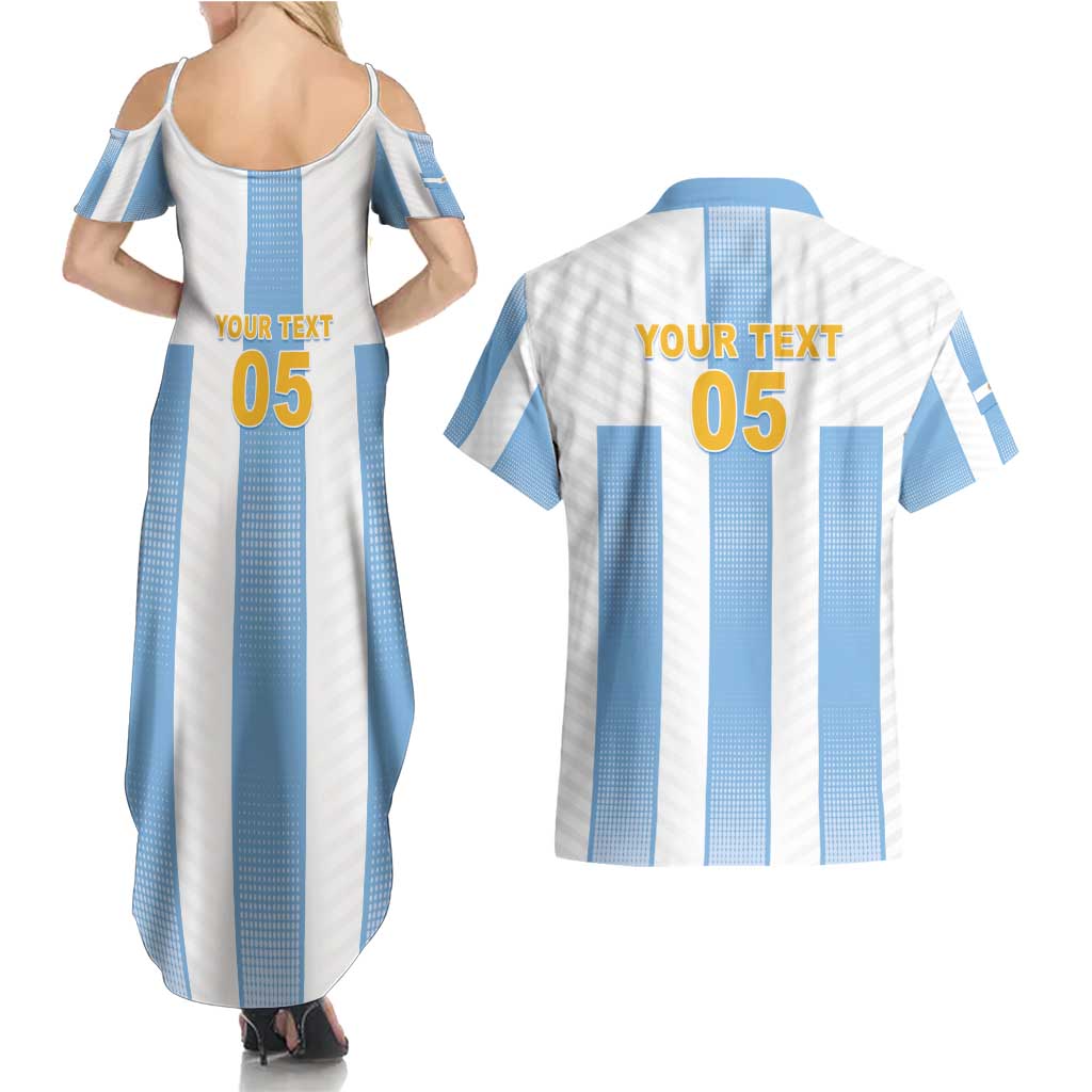 Custom Argentina Football Couples Matching Summer Maxi Dress and Hawaiian Shirt Albiceleste Unique Style