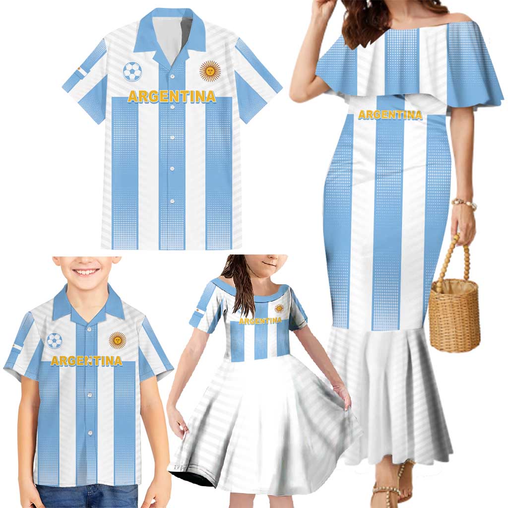 Custom Argentina Football Family Matching Mermaid Dress and Hawaiian Shirt Albiceleste Unique Style