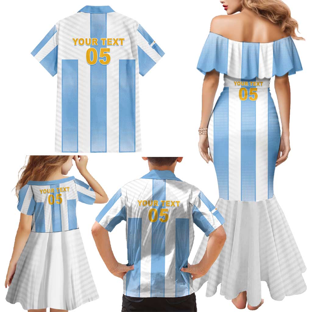 Custom Argentina Football Family Matching Mermaid Dress and Hawaiian Shirt Albiceleste Unique Style