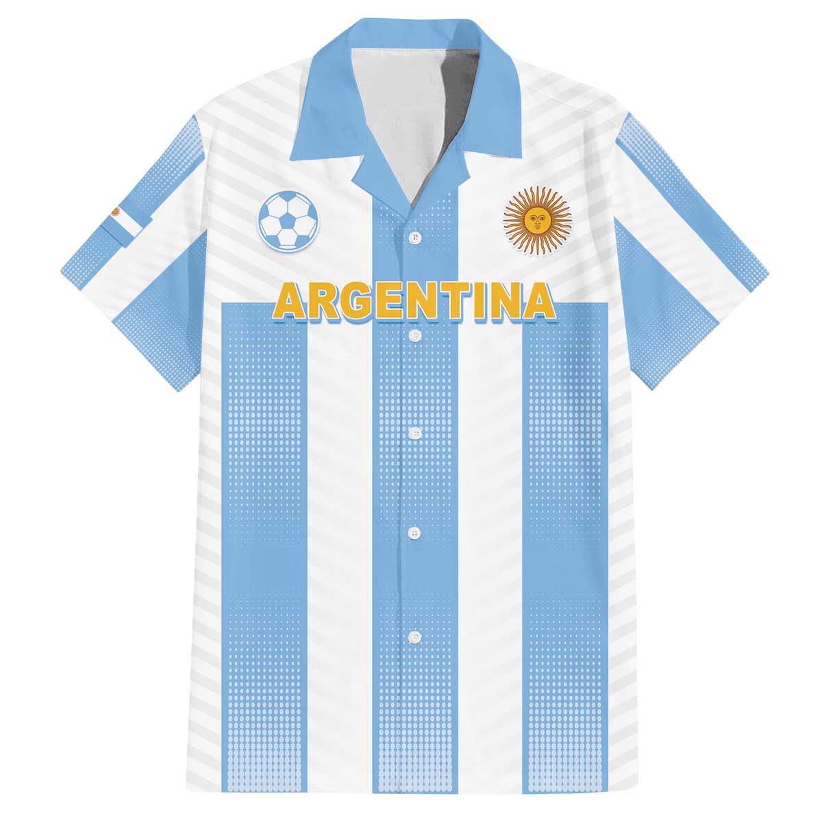 Custom Argentina Football Family Matching Off The Shoulder Long Sleeve Dress and Hawaiian Shirt Albiceleste Unique Style
