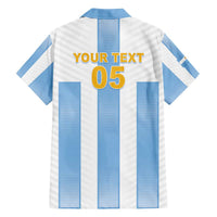 Custom Argentina Football Family Matching Off The Shoulder Long Sleeve Dress and Hawaiian Shirt Albiceleste Unique Style