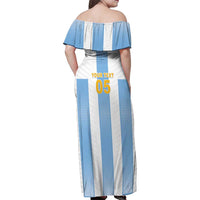Custom Argentina Football Family Matching Off Shoulder Maxi Dress and Hawaiian Shirt Albiceleste Unique Style