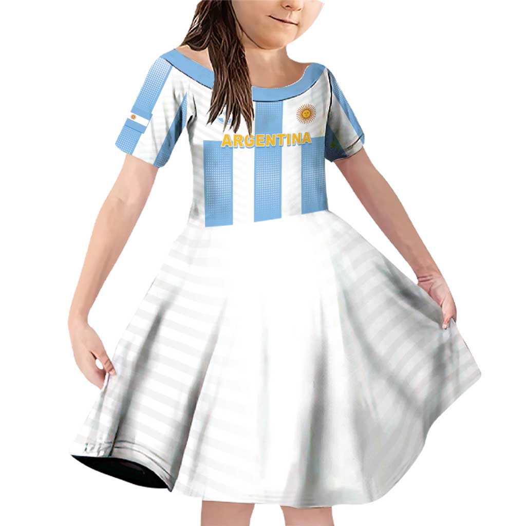 Custom Argentina Football Family Matching Off Shoulder Short Dress and Hawaiian Shirt Albiceleste Unique Style