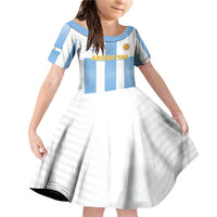 Custom Argentina Football Family Matching Off Shoulder Short Dress and Hawaiian Shirt Albiceleste Unique Style