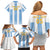 Custom Argentina Football Family Matching Off Shoulder Short Dress and Hawaiian Shirt Albiceleste Unique Style